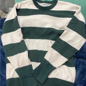 Rue21 Men's Sweater with Green and Cream Stripes